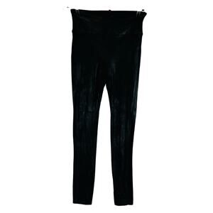 Spanx Womans Sz Medium Vegan Faux Vegan Black Leggings